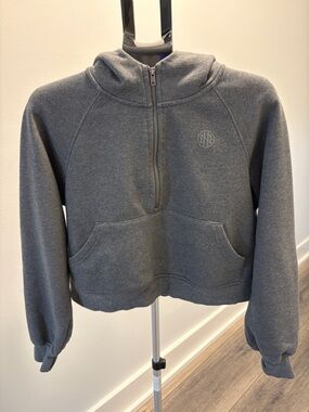 Ninth Hall Fundamentals ~ Charcoal Half‑Zip Crop Hoodie ~ Large